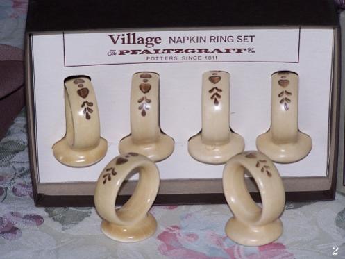 Vintage Pfaltzgraff Village Pedestal Napkin Ring Holders

More pictures with details to be seen here at:
http://www.LilacsNDreams.artfire.com